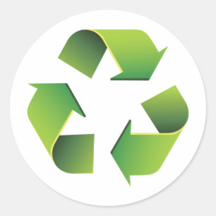 Recycling sign classic round sticker