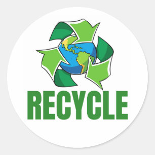 Recycling sign classic round sticker