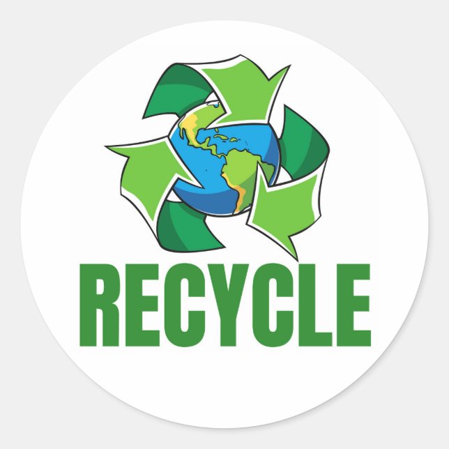 Recycling sign classic round sticker (Front)