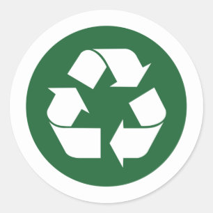 Recycling sign green classic round sticker