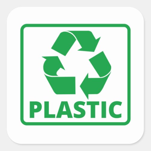Recycling sign green plastic  square sticker