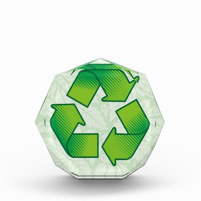 Recycling symbol acrylic award (Front)