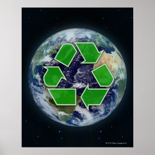Recycling symbol and planet earth poster