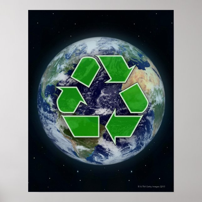 Recycling symbol and planet earth poster (Front)
