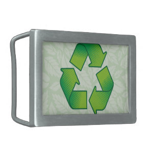 Recycling symbol belt buckle