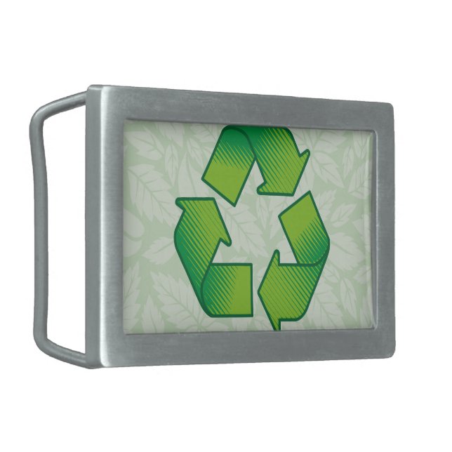 Recycling symbol belt buckle (Front Left)
