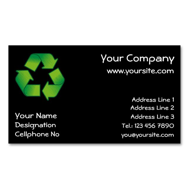 Recycling symbol business card magnet (Front)