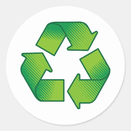 Recycling symbol classic round sticker