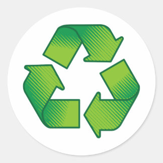 Recycling symbol classic round sticker