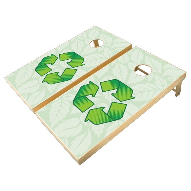 Recycling Symbol Cornhole Set (Angled)