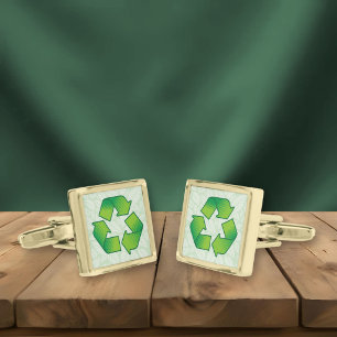 Recycling symbol cufflinks