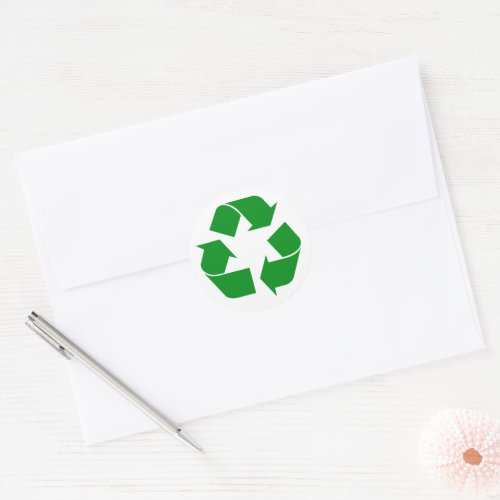 Recycling Symbol _ Green Classic Round Sticker