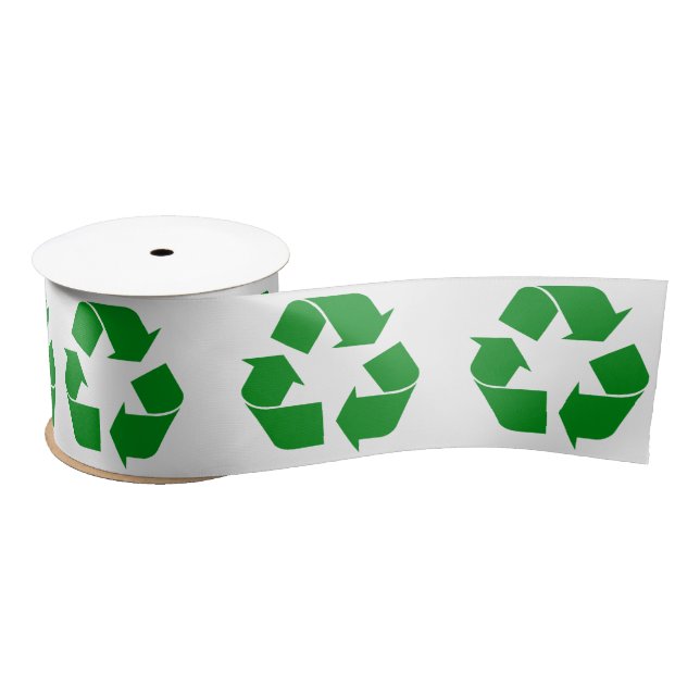 Recycling Symbol - Green Satin Ribbon (Spool)