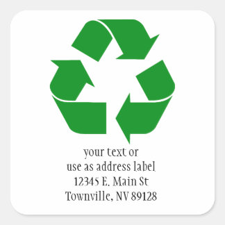 Recycling Symbol - Green Square Sticker