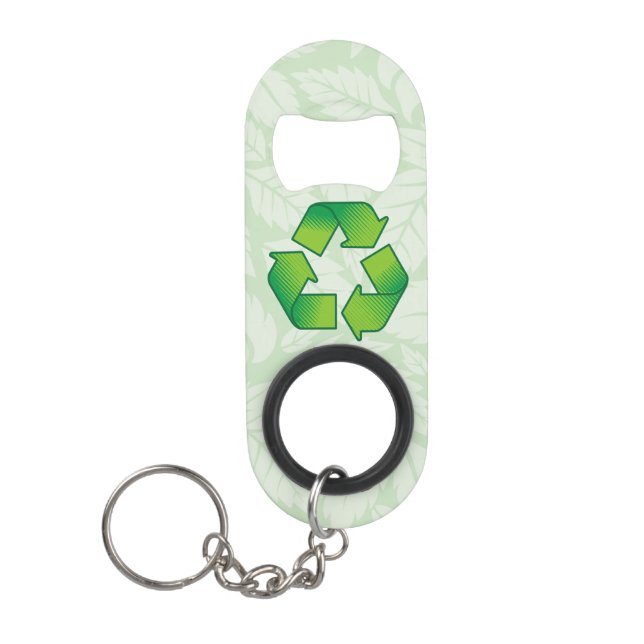 Recycling Symbol Keychain Bottle Opener (Front)