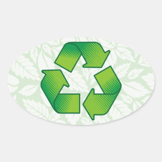 Recycling symbol oval sticker