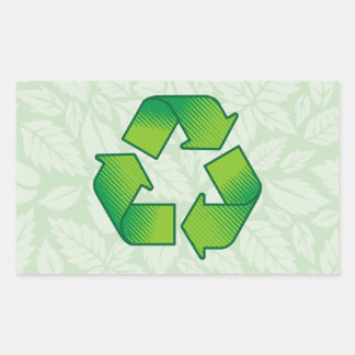 Recycling symbol rectangular sticker
