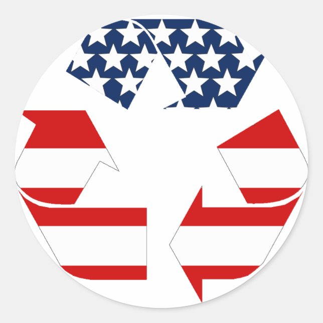 Recycling Symbol - Red White & Blue Classic Round Sticker (Front)