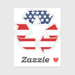 Recycling Symbol - Red White & Blue Sticker