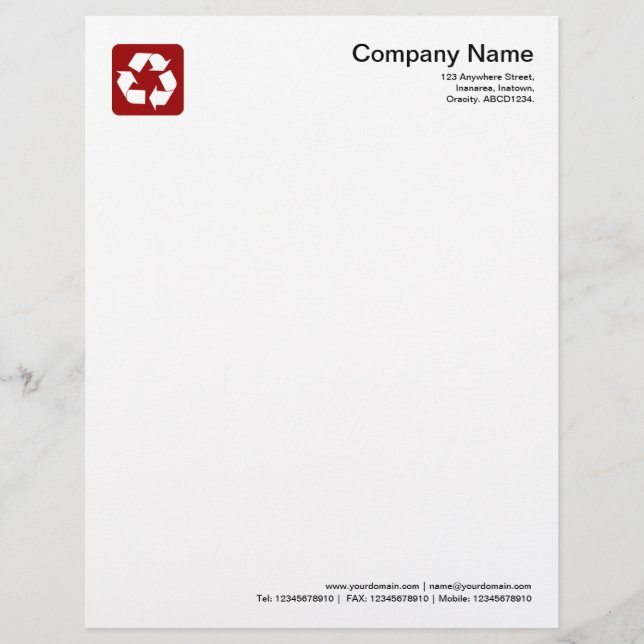 Recycling Symbol - Ruby Red Letterhead (Front)