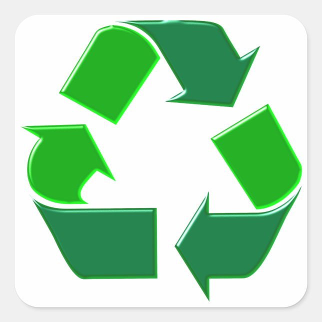 recycling symbol square sticker (Front)