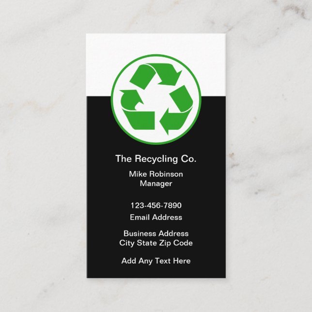 Recycling Symbol Theme Business Cards (Front)