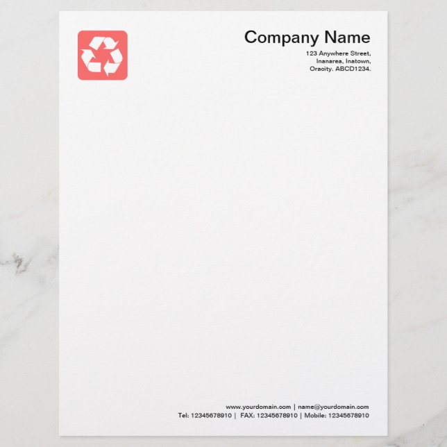 Recycling Symbol - Tropical Pink Letterhead (Front)