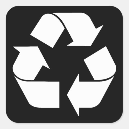 Recycling Symbol _ White For Black Backgrounds Square Sticker