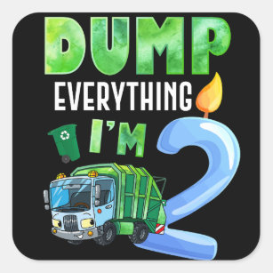 Recycling Trash 2 Years Old Garbage Truck 2nd Square Sticker