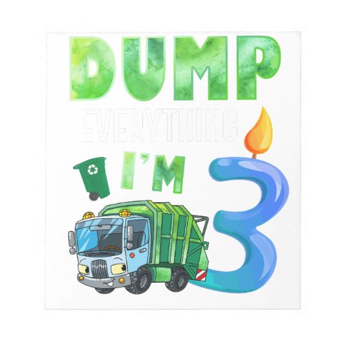 Recycling Trash 3 Years Old Garbage Truck 3rd Notepad