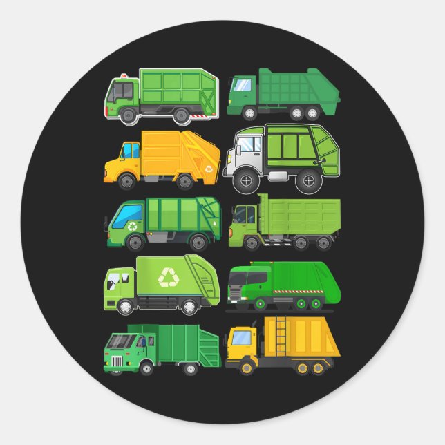 Recycling Trash Garbage Truck Kids Birthday Gifts  Classic Round Sticker (Front)