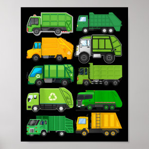 Recycling Trash Garbage Truck Kids Birthday Gifts  Poster