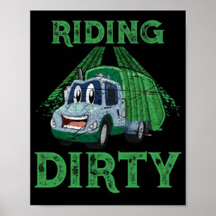 Recycling Trash Garbage Truck Men Riding Dirty Poster
