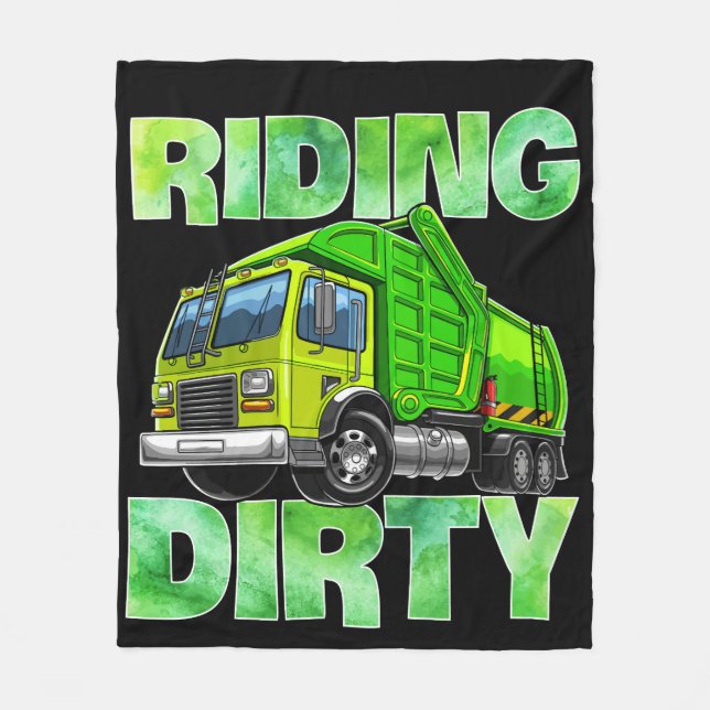 Recycling Trash Garbage Truck T Kids Men Riding Fleece Blanket (Front)