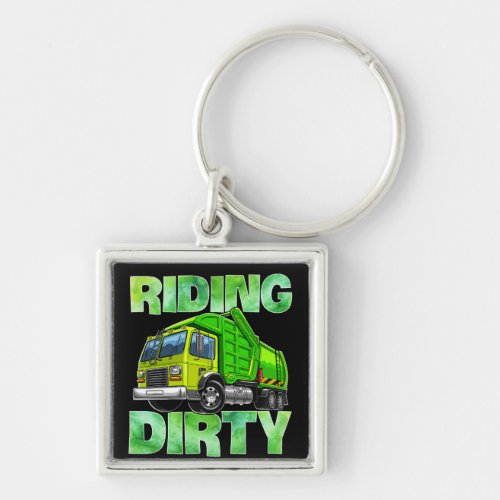 Recycling Trash Garbage Truck T Kids Men Riding Keychain