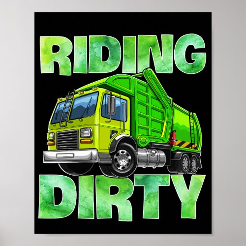 Recycling Trash Garbage Truck T Kids Men Riding Poster