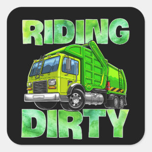 Recycling Trash Garbage Truck T Kids Men Riding Square Sticker