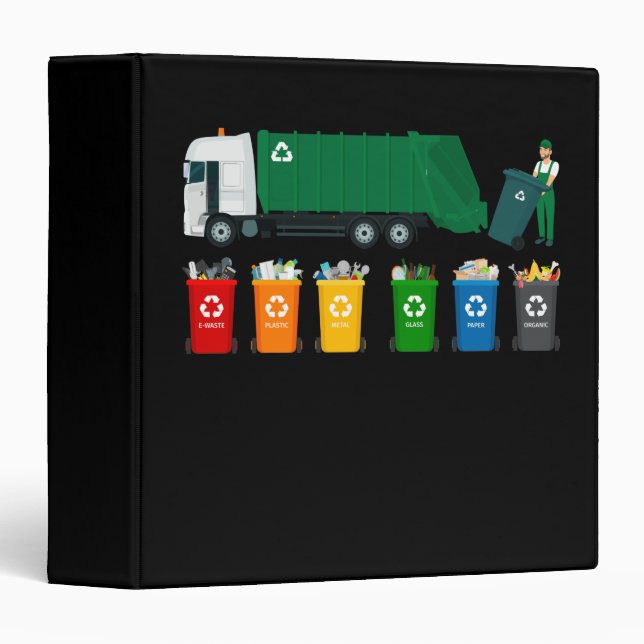 Recycling Trash Truck 3 Ring Binder (Front/Spine)