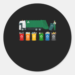 Recycling Trash Truck Classic Round Sticker