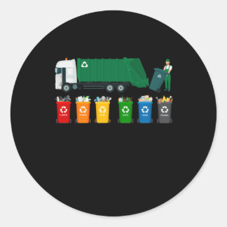 Recycling Trash Truck Classic Round Sticker