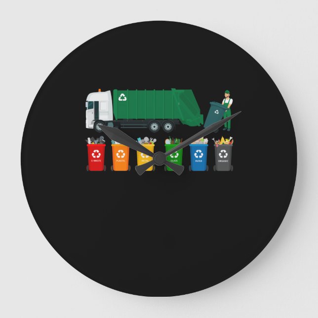 Recycling Trash Truck Large Clock (Front)