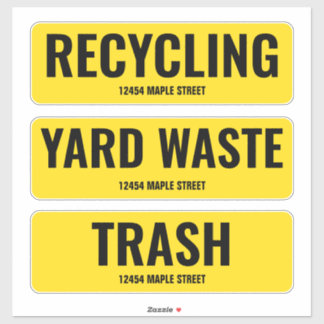 Recycling Trash Yard Waste can with address Sticker