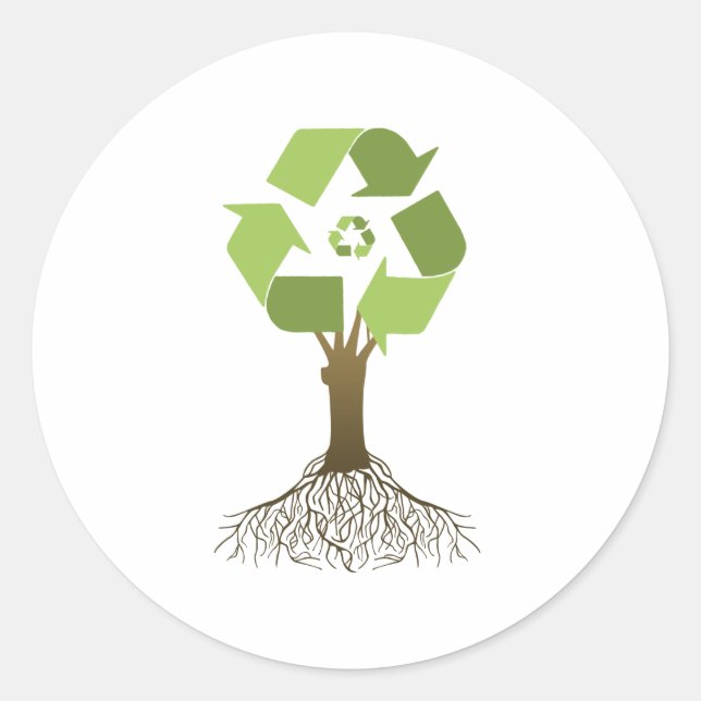 RECYCLING TREE CLASSIC ROUND STICKER (Front)