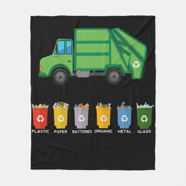 Recycling Truck Kids Garbage Truck Fleece Blanket (Front)