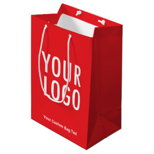 Red 10 inch Gift Bag Custom Company Logo Medium