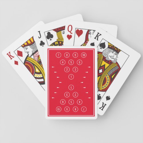 Red 10_Pin Bowling Theme Sports Geometric Pattern Poker Cards