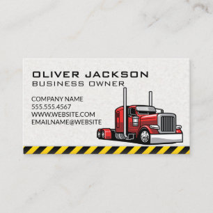 Red 18 Wheeler Truck Driver Business Card