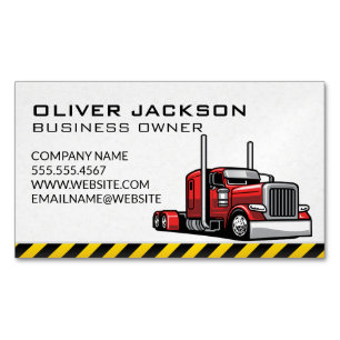 Red 18 Wheeler Truck Driver Business Card Magnet