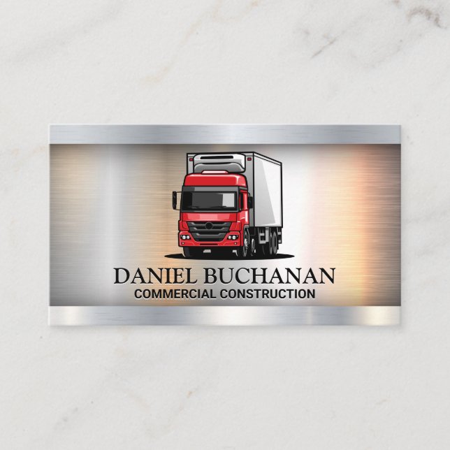 Red 18 Wheeler Truck | Metallic   Business Card (Front)