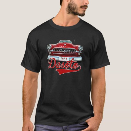 Red 1954 Desoto on Black T_Shirt